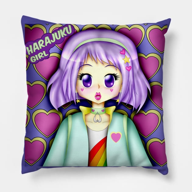 Harajuku Girl Pillow by PunkBune