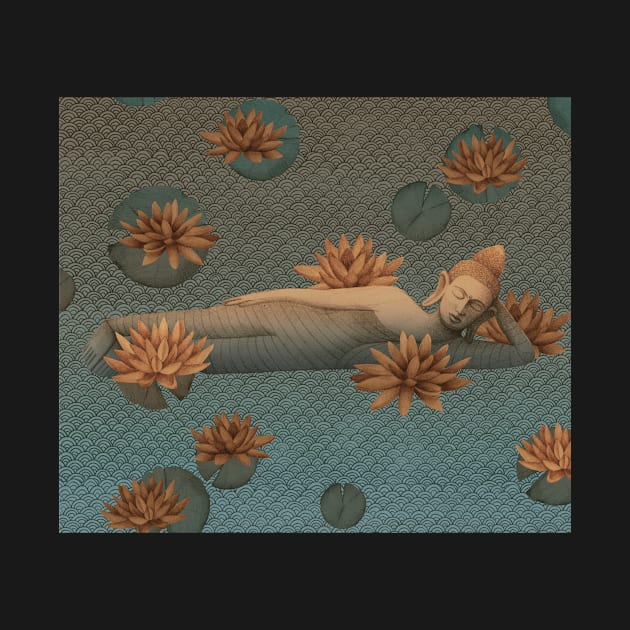 Sleeping Buddha with lotus flowers by KindSpirits