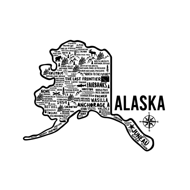 Alaska Map by Whereabouts Shop