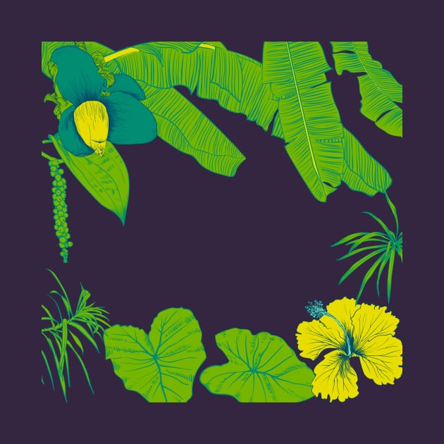 Seamless tropical pattern with banana palms by Olga Berlet