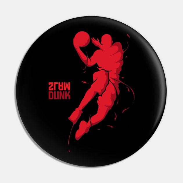 Red Slam Dunk (Upside Down) Pin by Glory Forghan Top.Art