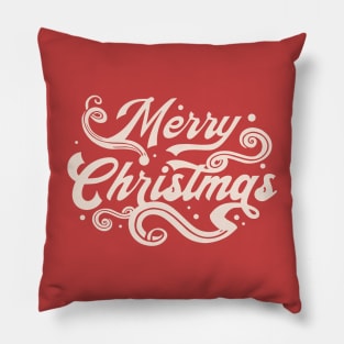 Merry Christmas Typography swirls snow Pillow