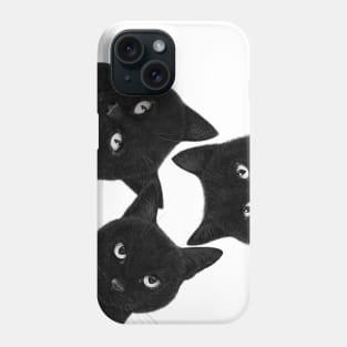 Three black cats in a circle Phone Case