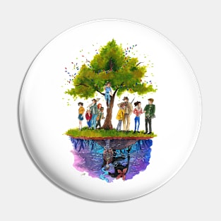 Upside World Tree Pin