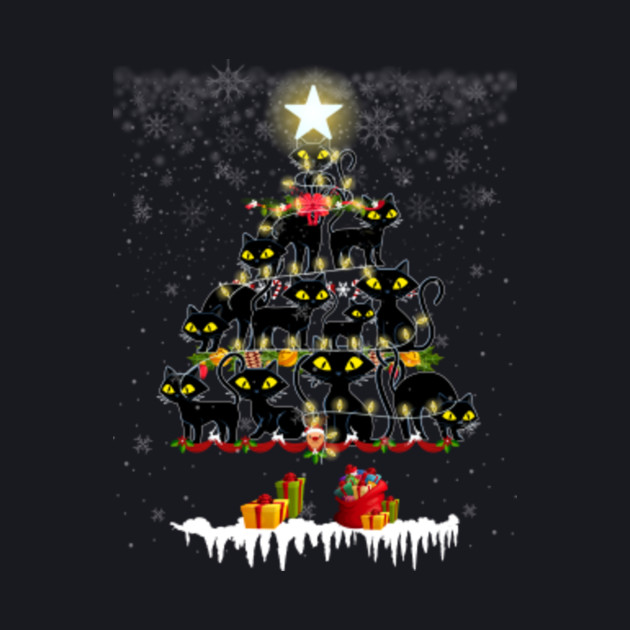 Cute Black Cat Christmas Light Decor Kitten Xmas Tree Cute