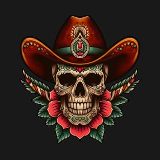 skull and cowboy hat tattoo T-Shirt