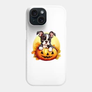 Boston Terrier Dog inside Pumpkin #2 Phone Case