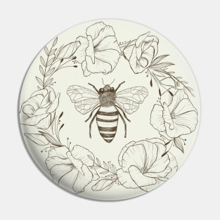 Honey Bee in a Lisianthus Wreath Pin