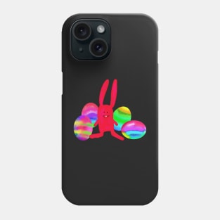 Pink Bunny and Painted Easter Eggs | Cherie's Art(c) Phone Case