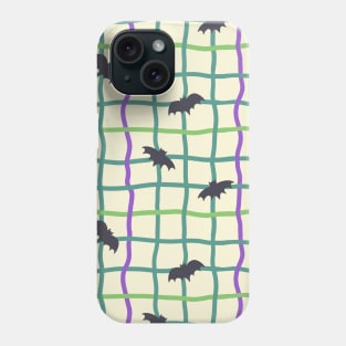 Wobbly Checkers and Bats - Halloween Pattern - Bright Colors Phone Case