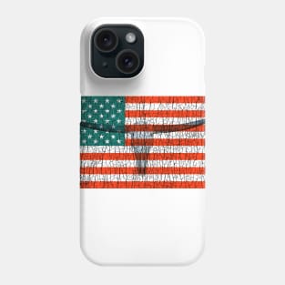 Longhorn American Flag Skull Bones Retro Weathered Tee Phone Case