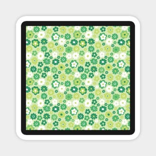 GREEN LIME WHITE RETRO FLORAL FLOWERS VINTAGE SIXTIES Magnet