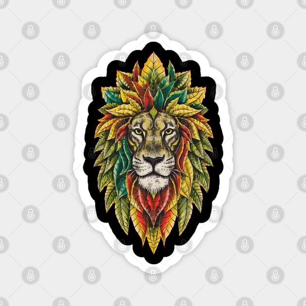 Rasta Reggae Lion Beautiful Jamaican Rastafarian Design Magnet by PugSwagClothing