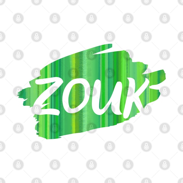 Transparent Zouk lettering on natural green background by Bailamor