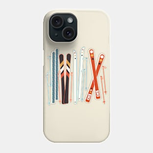 Retro ski illustration Phone Case