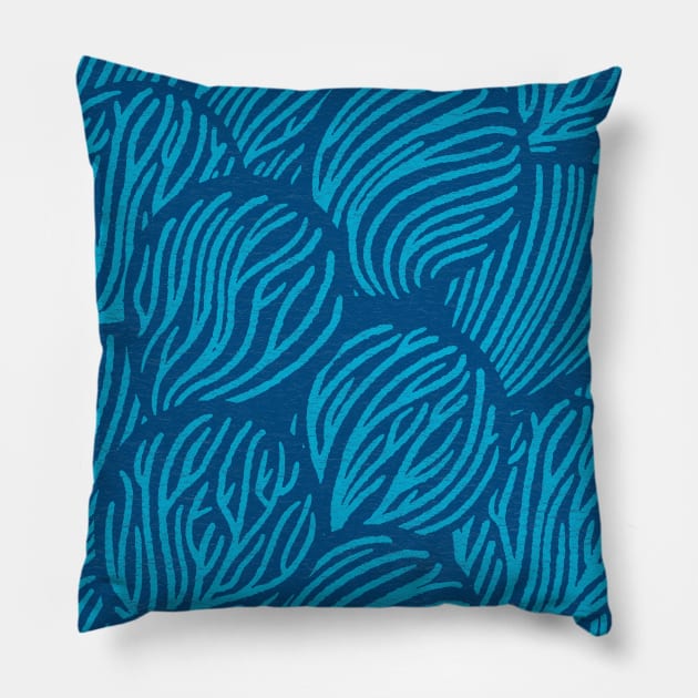 Minimalist Blue Coral Pattern Pillow by goodwordsco