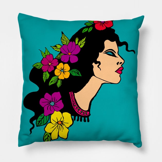 Flower Queen Pillow by josefaqueenbean