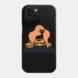 Halloween Spooky Pumpkins Black Cat and Happy Fall Season Autumn Vibes Happy Halloween Phone Case