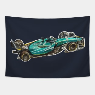 Racing Car in watercolours pattern illustration, Formula 1 watercolours Tapestry