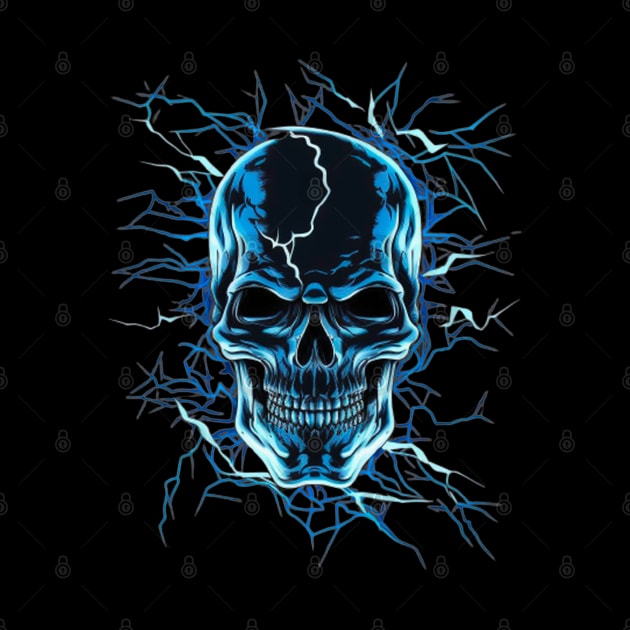 Abstract Blue Lightning Skull Design by TheDesignStore