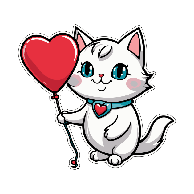 Cat Heart Balloon - Valentines Day by FluffigerSchuh