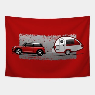 The iconic british small car with caravan Tapestry