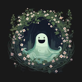 Forest Ghost Spooky Anime Halloween Cherry Blossom Flower T-Shirt