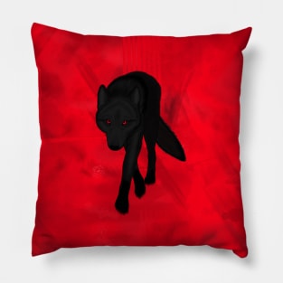 Ghost Wolf with Red Abstract Background Pillow