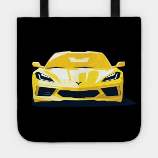 C8 Racing Accelerate Yellow sportscar retro design vintage style supercar Classic car vibes with a white C8 Retro flair for C8 enthusiasts Tote
