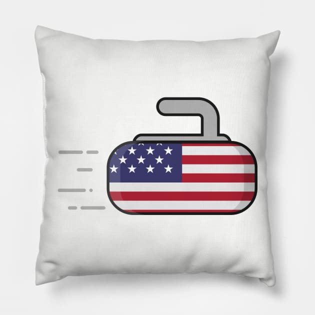 USA Curling 2018 Winter Sports Games T Shirt Pillow by tylerberry4