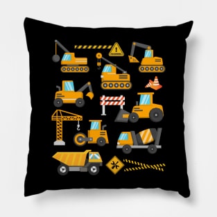 Construction Excavator Kids Site Truck Birthday Toddler Boys Pillow