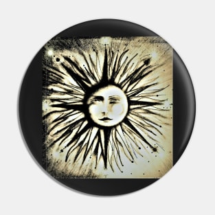 op art sun face astrology stars deco man in moon art Pin