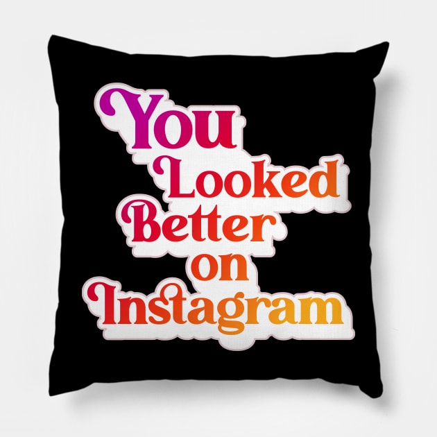 You Looked Better on Instagram Pillow by darklordpug