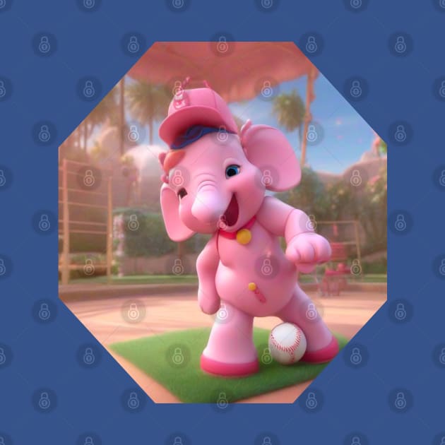 Happy baseball pink elephant by sailorsam1805