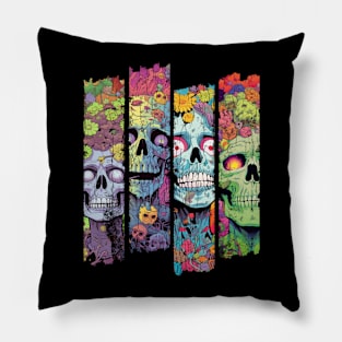 Vintage Colorful Skulls Pillow