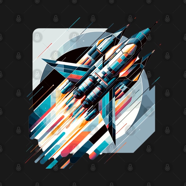 Geometric Lift-Off: Rocketship Ascension by Graphic Wonders Emporium