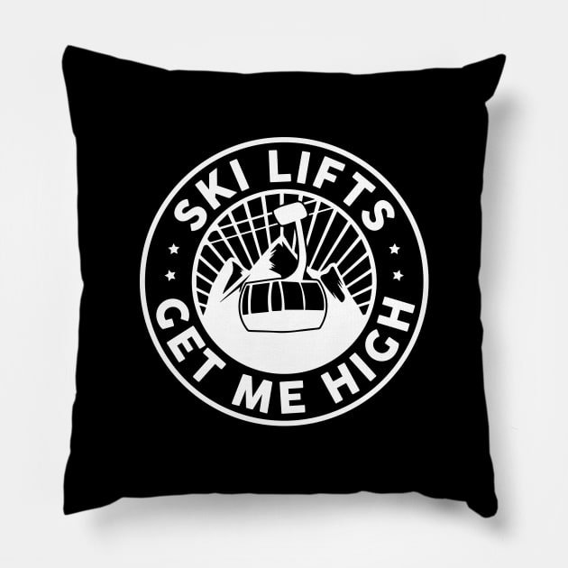 Ski Lifts Get Me High Pillow by LuckyFoxDesigns