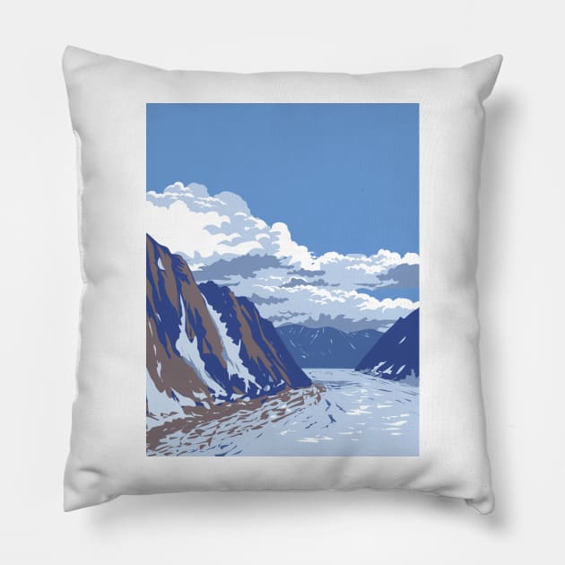 Ruth Glacier in Denali National Park in Alaska WPA Poster Art Pillow by retrovectors