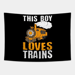 This Boy Loves Trains Tapestry