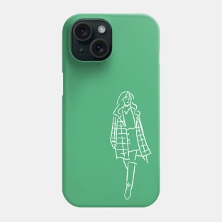 Woman walking white lineart Phone Case