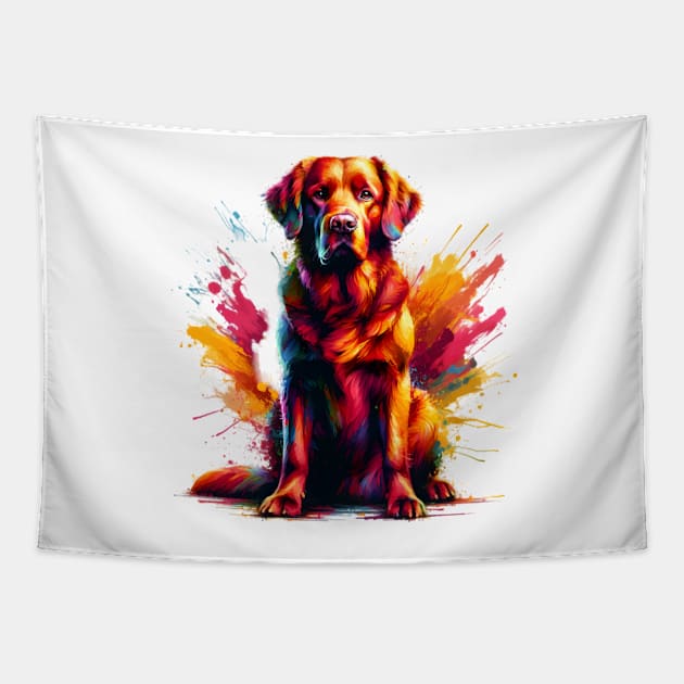 Colorful Abstract Chesapeake Bay Retriever Portrait Tapestry by ArtRUs