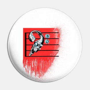 Red Skull Bass Clef Pin