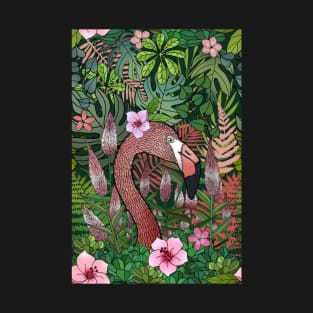 Florencia the Flamingo in her Forest Full of Florals T-Shirt