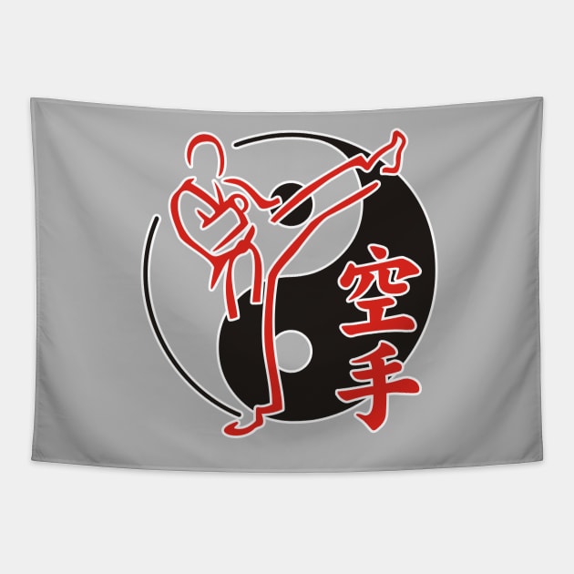 Yin Yang Asian Martial Arts Karate Fighter Tapestry by EDDArt