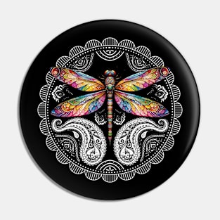 Magical Colorful Dragonfly Mandala Pin