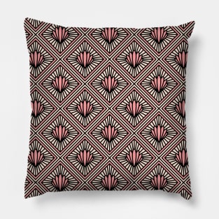 Art Deco Pattern No 83 - Pink - Vintage Motif Pillow