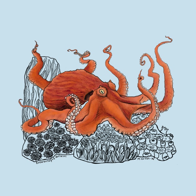 Red Giant Octopus Doodle-teal by mernstw