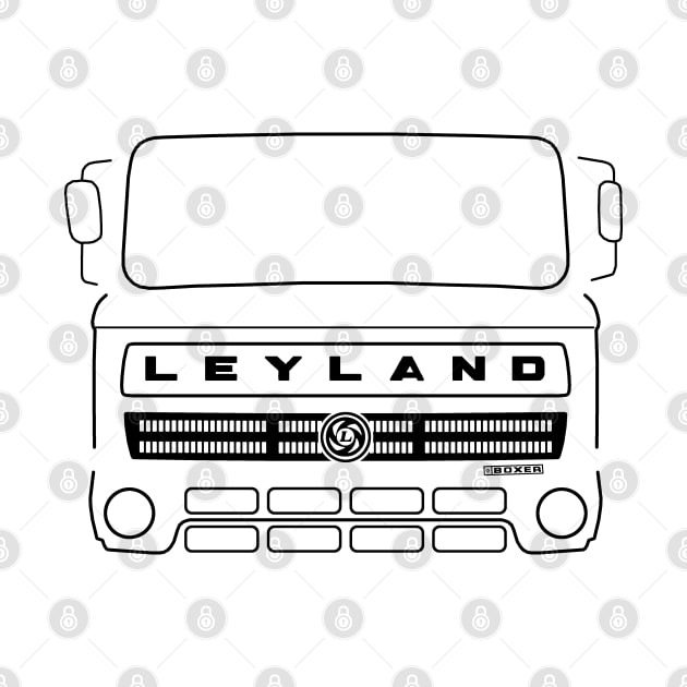 Vintage 1970s Leyland Boxer truck black outline graphic by soitwouldseem