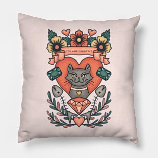 You Are Perfect - Cat Boho Tattoo-Style Pillow