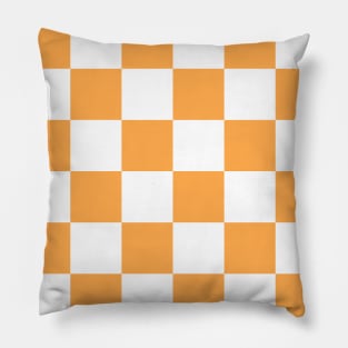 Orange and white checkerboard print Pillow